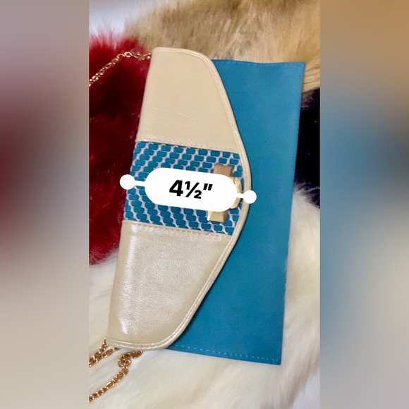 ✨MMS crossbody bag, leather, blue and white, New✨#MMS - Picture 8 of 10